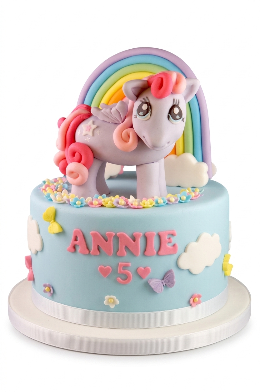 Rainbow Pony Birthday Cake for Kids