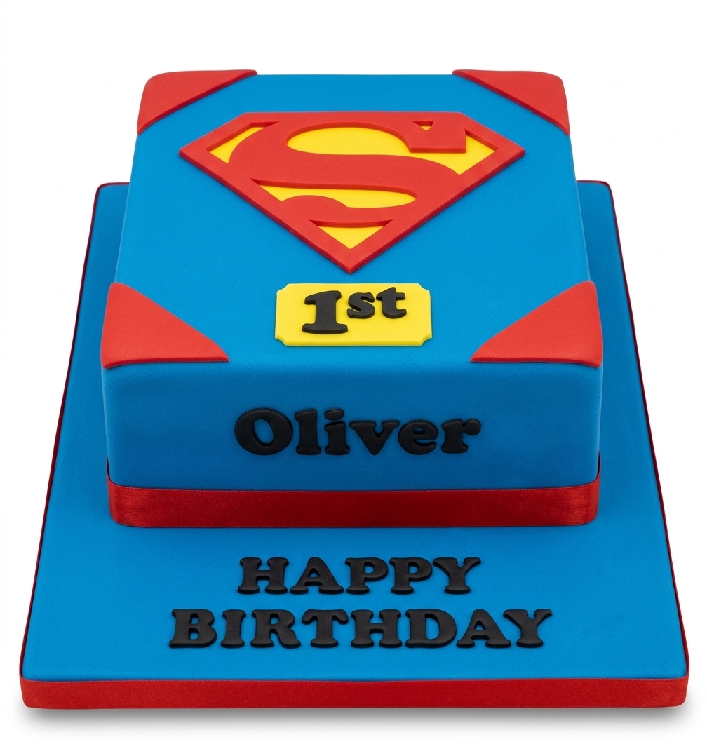 Superman Birthday Cake for Kids with Custom Age