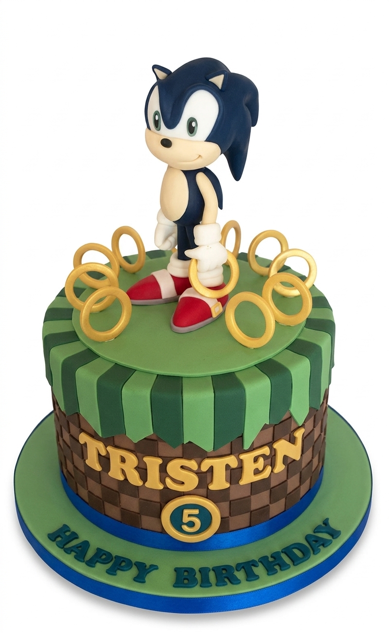 Sonic Hedgehog Birthday Cake with Custom Age