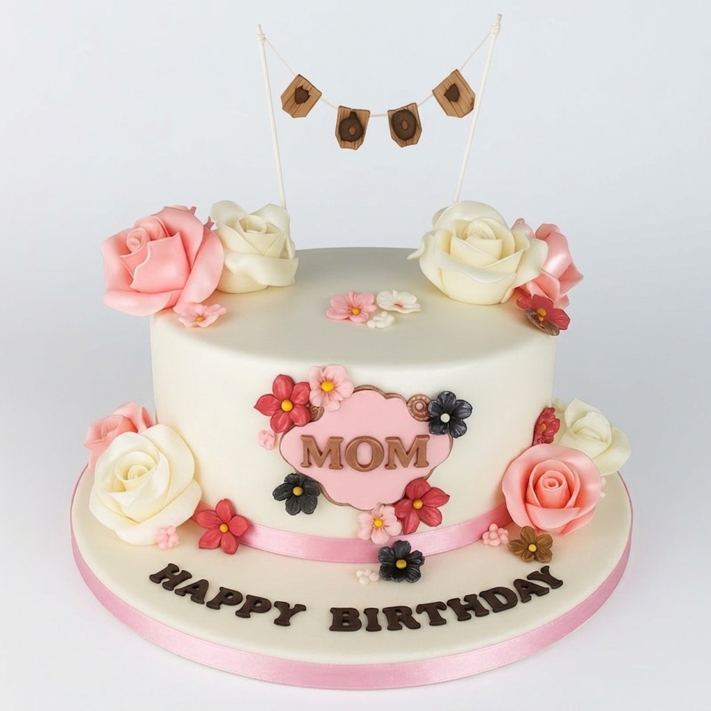 Elegant Floral Birthday Cake for Her