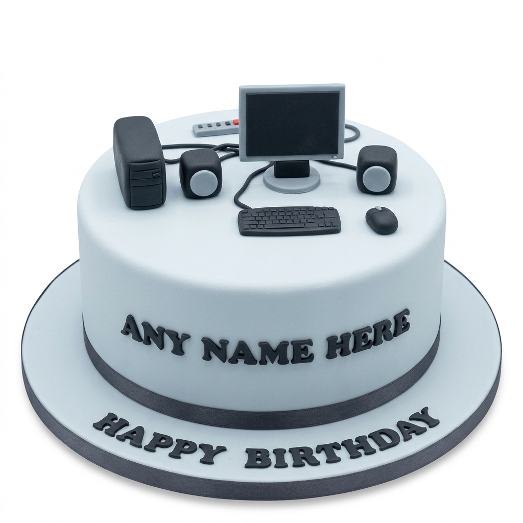 Computer Theme Birthday Cake