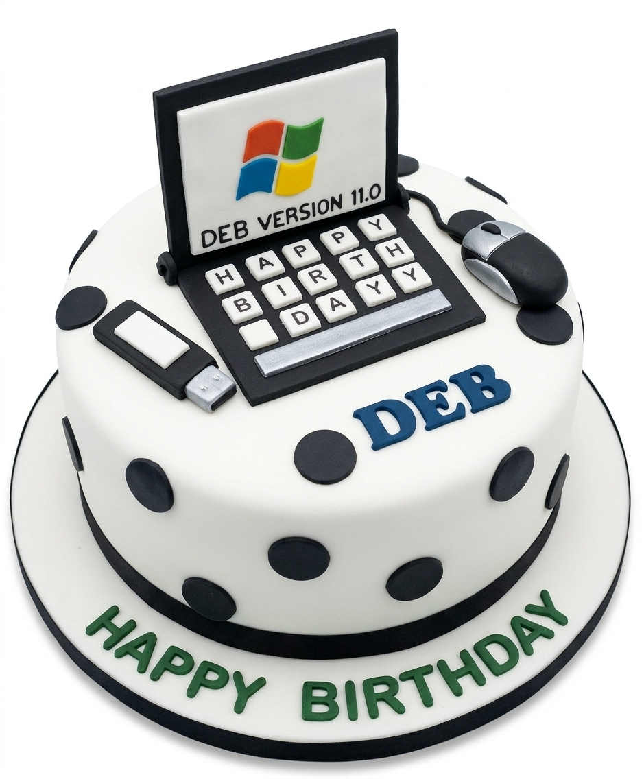 Computer Theme Birthday Cake with Laptop & USB