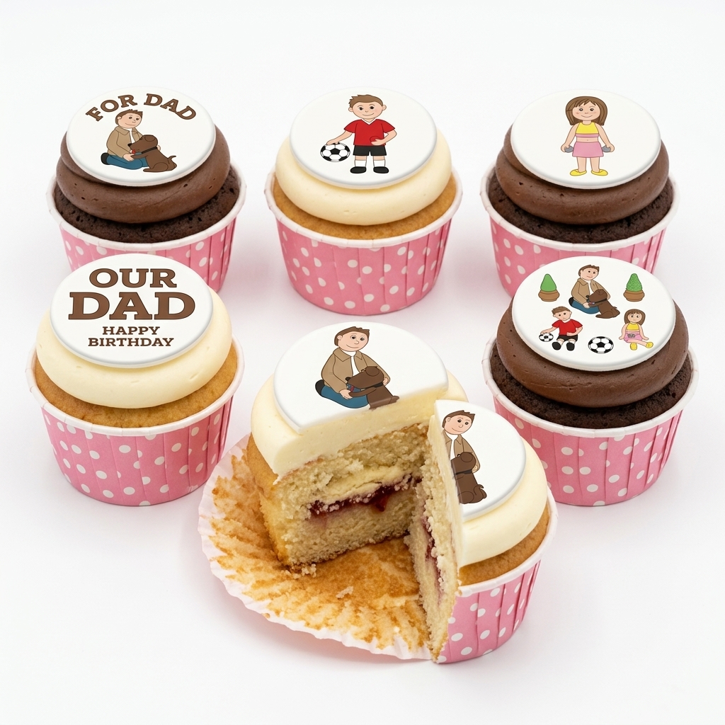 Happy Birthday Dad Family Themed Cupcakes