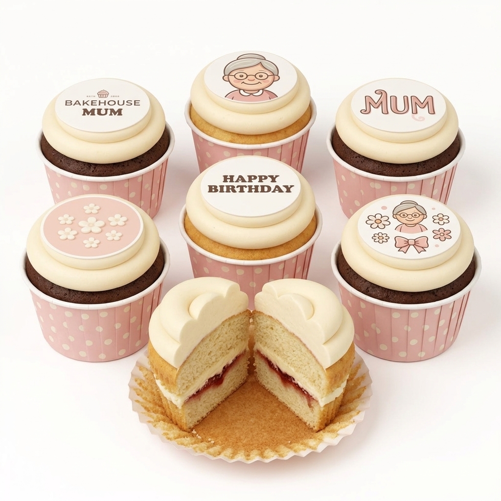 Birthday Cupcakes for Mum with Floral & Character Toppers