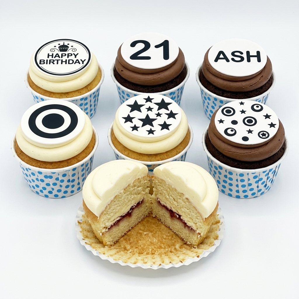 Personalised Birthday Cupcakes with Custom Toppers