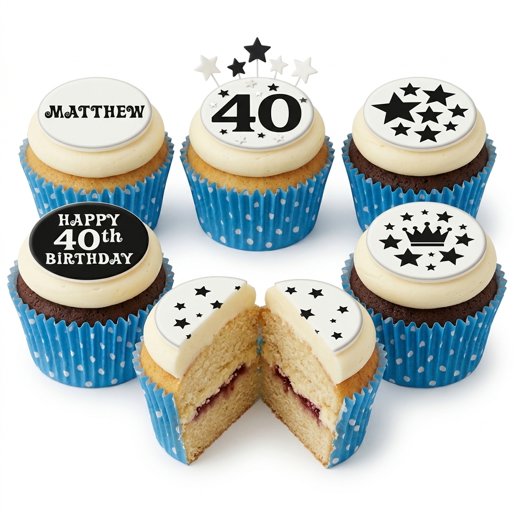Star Birthday Cupcakes with Custom Age Topper