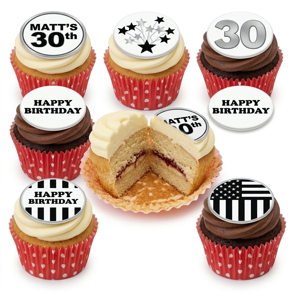 Personalised Birthday Cupcakes with Star & Flag Designs