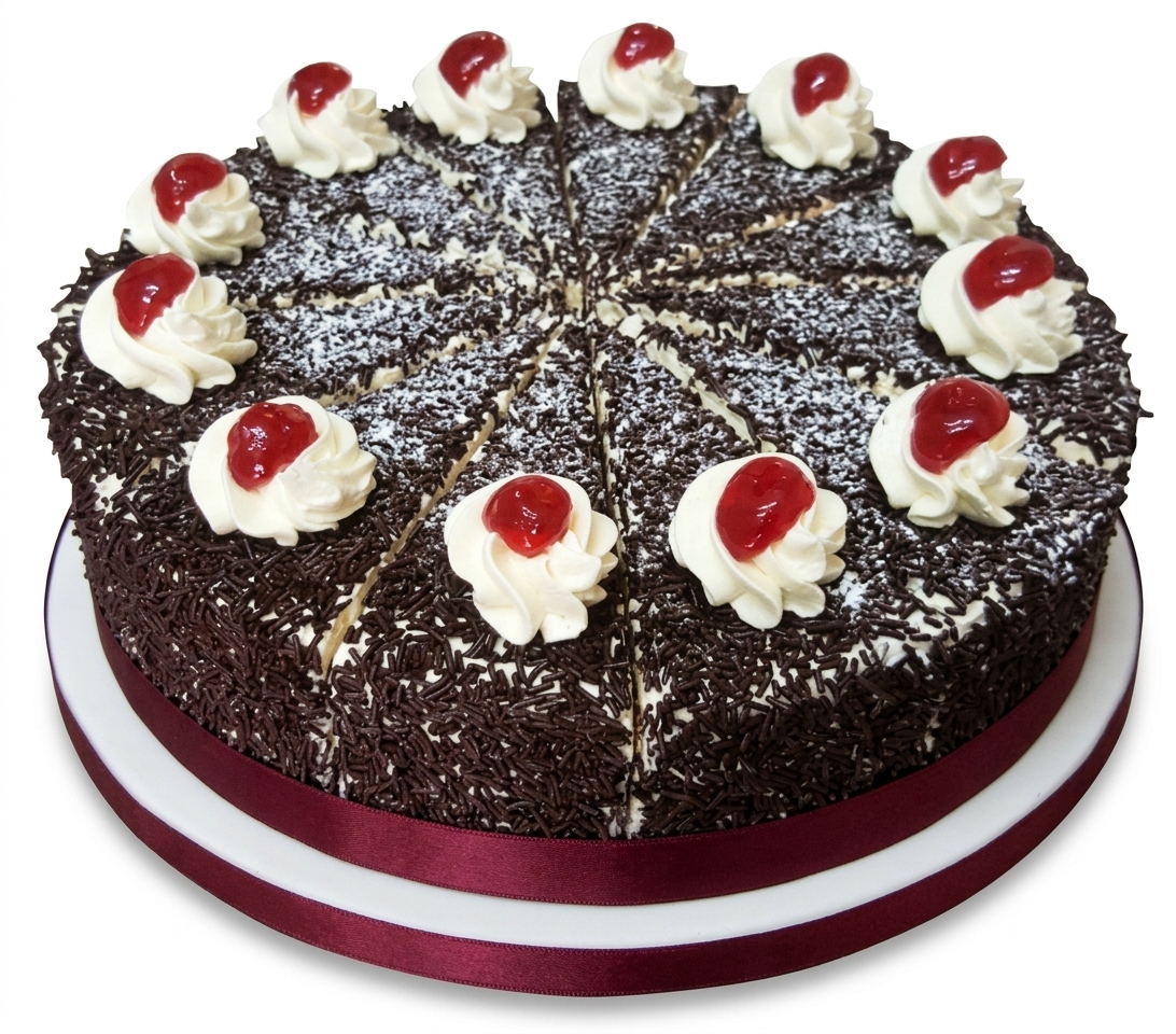 Black Forest Birthday Cake with Cream & Cherries