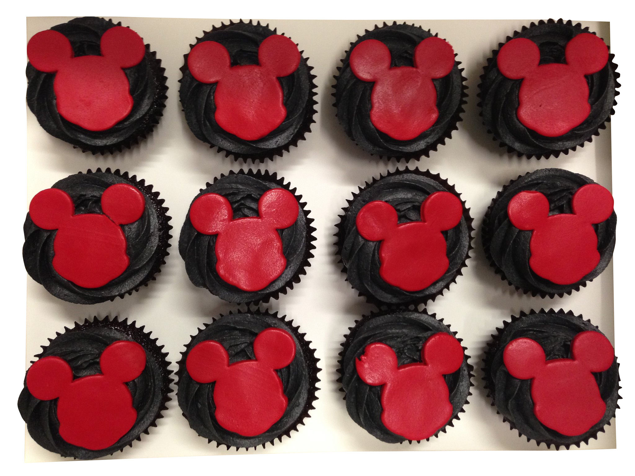 Black Frosting Mickey Mouse Theme Cupcakes - Pack of 6