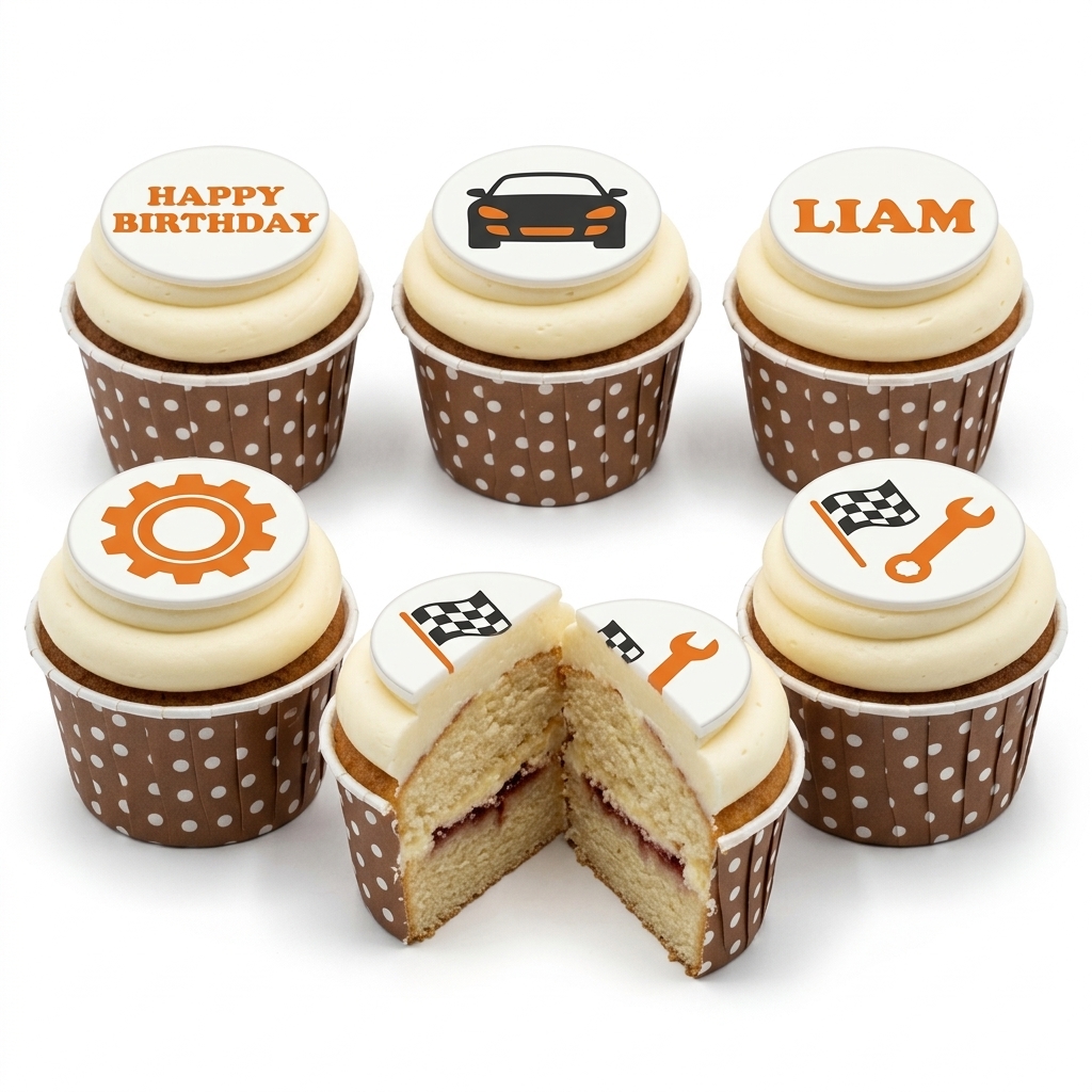 Racing Car Theme Birthday Cupcakes