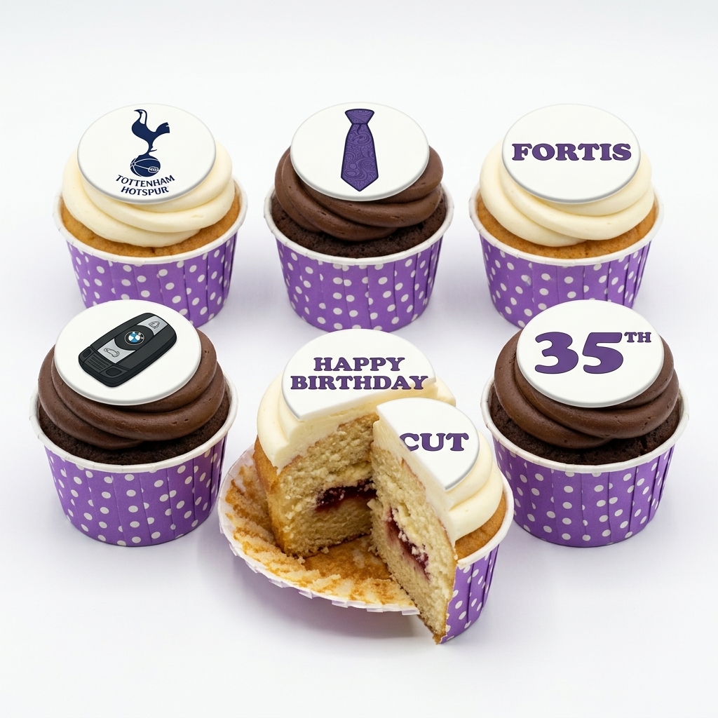 Sports Theme Birthday Cupcakes for Him with Custom Toppers