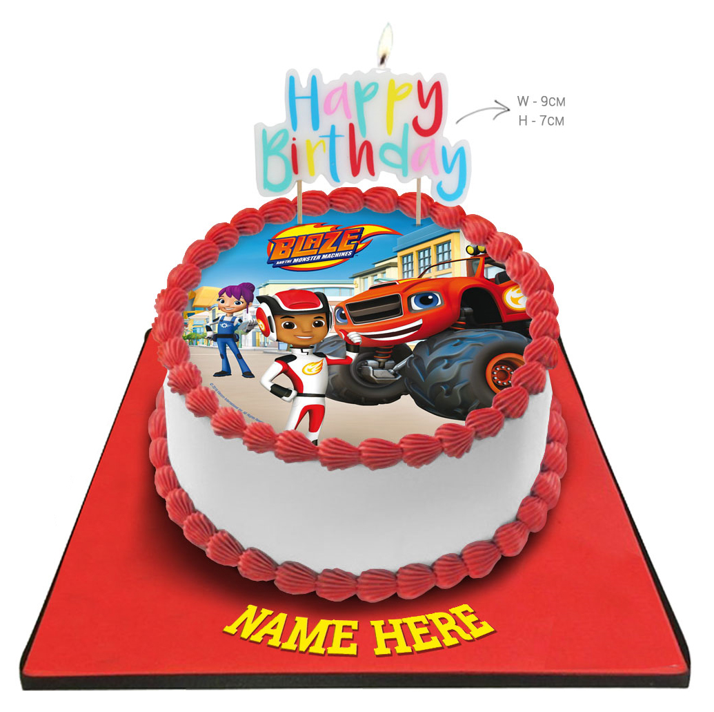 Blaze Cake with Happy Birthday Candle
