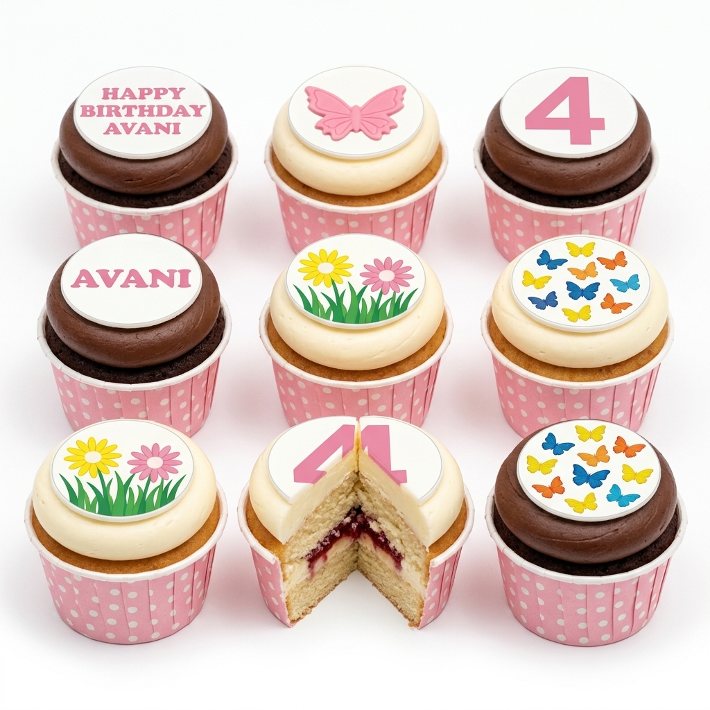 Butterfly & Floral Birthday Cupcakes for Girls