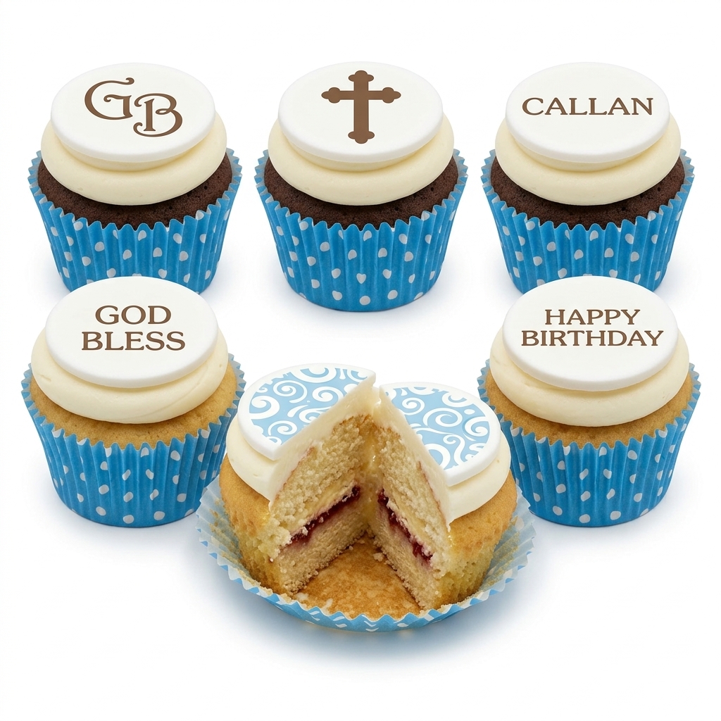 Personalised Christening Cupcakes for Boys