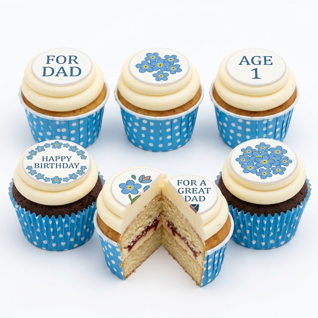 Personalised Forget-Me-Not Birthday Cupcakes