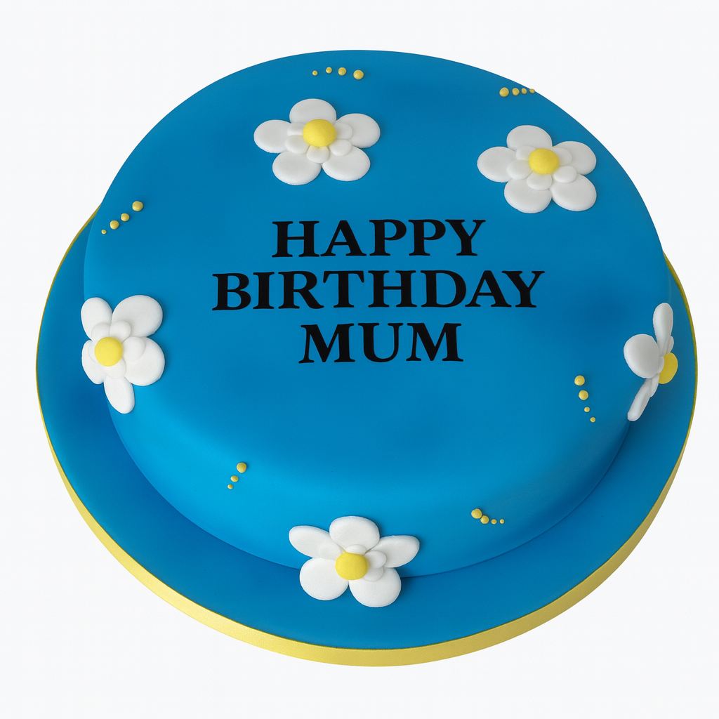 Blue Floral Mum Birthday Cake