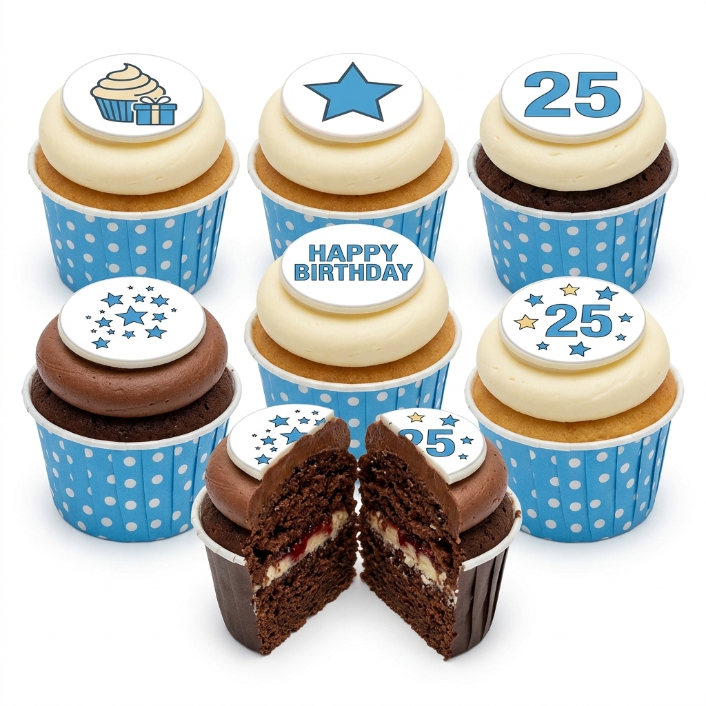 Custom Age Star Birthday Cupcakes