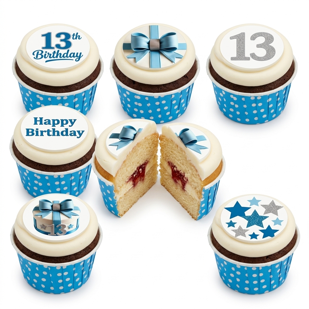 Blue & Silver Birthday Cupcakes for Boys