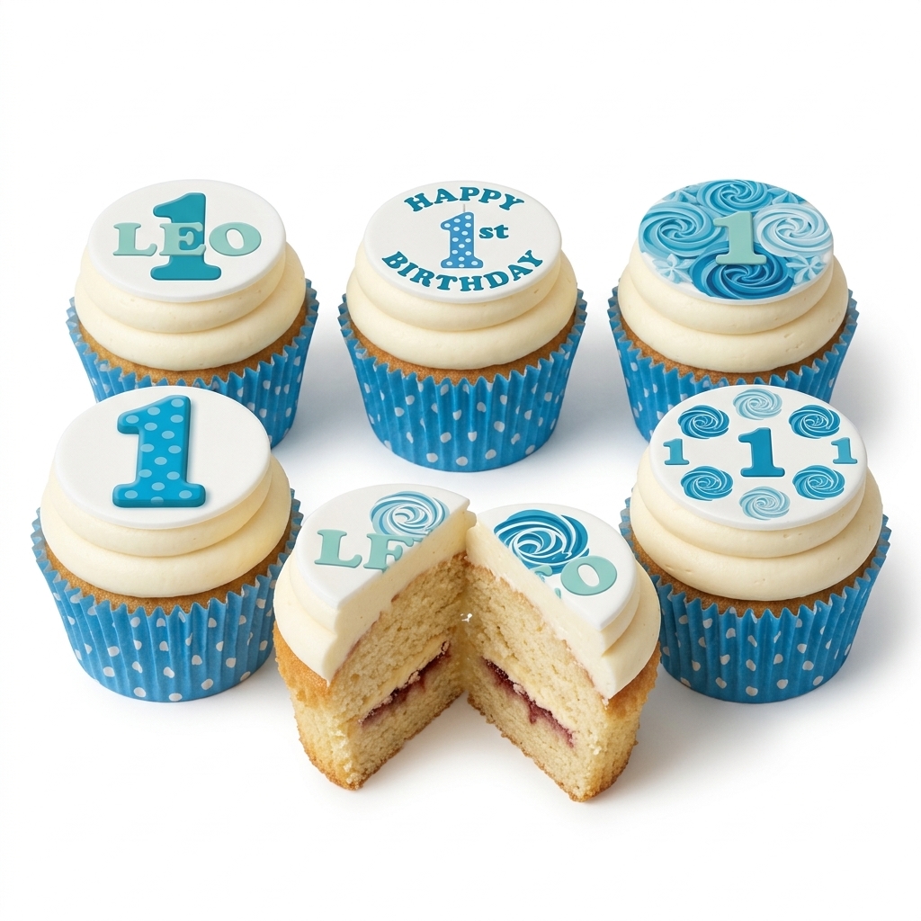 Blue 1st Birthday Cupcakes for Boys