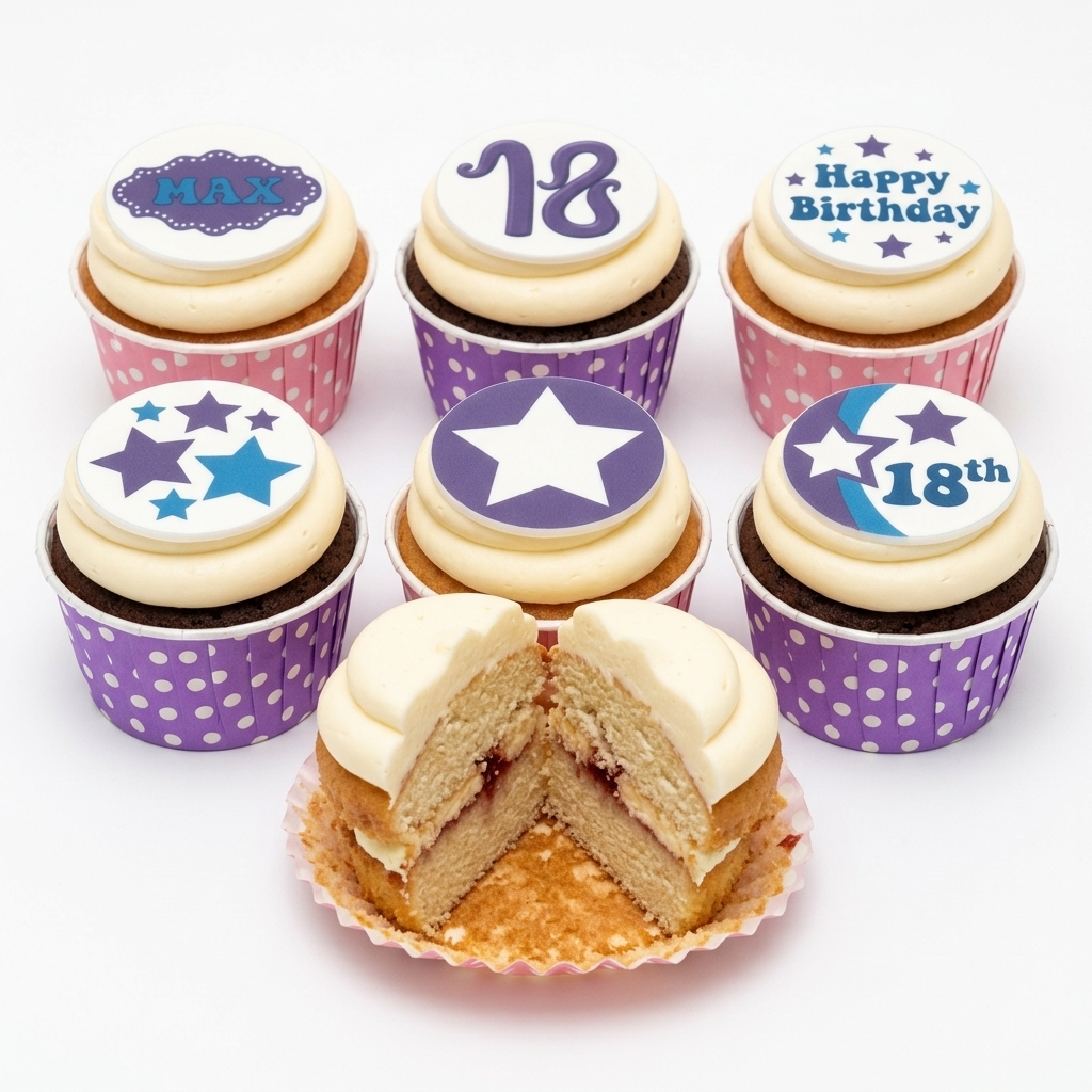 Star Theme Birthday Cupcakes with Custom Age Toppers