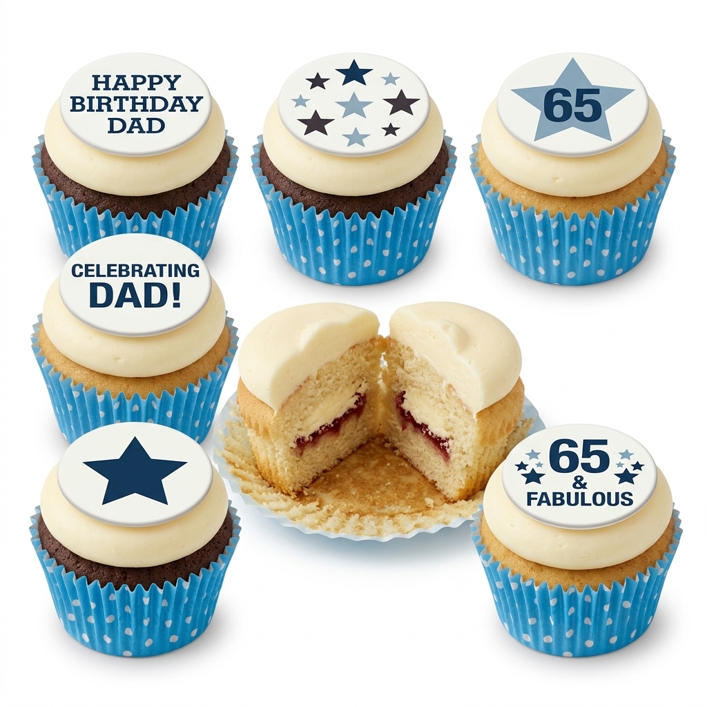 Men's Star Birthday Cupcakes with Custom Age Toppers