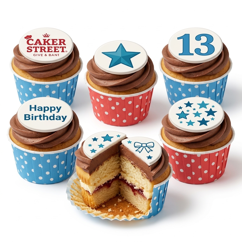 Star Theme Birthday Cupcakes with Custom Age Topper
