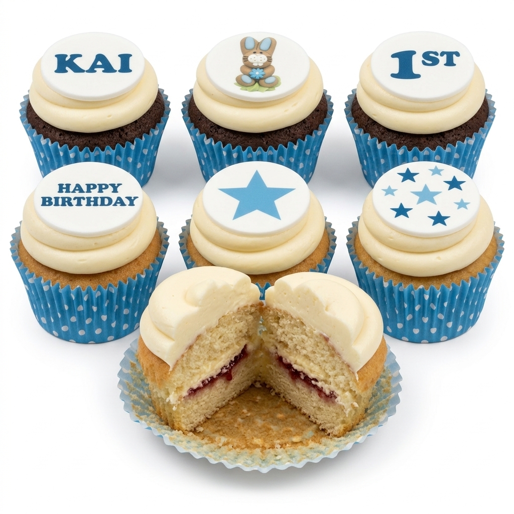 Blue 1st Birthday Cupcakes for Boys