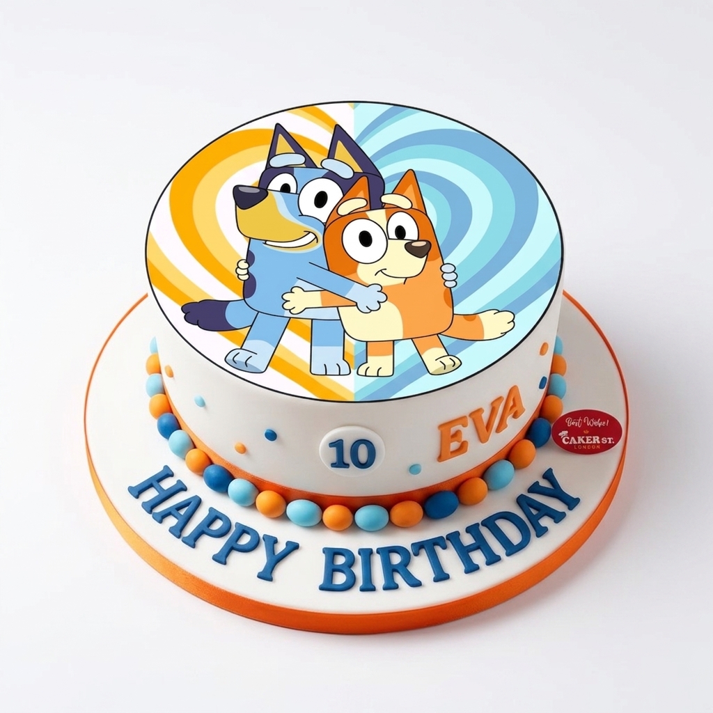 Bluey & Bingo Kids Birthday Cake with Custom Age