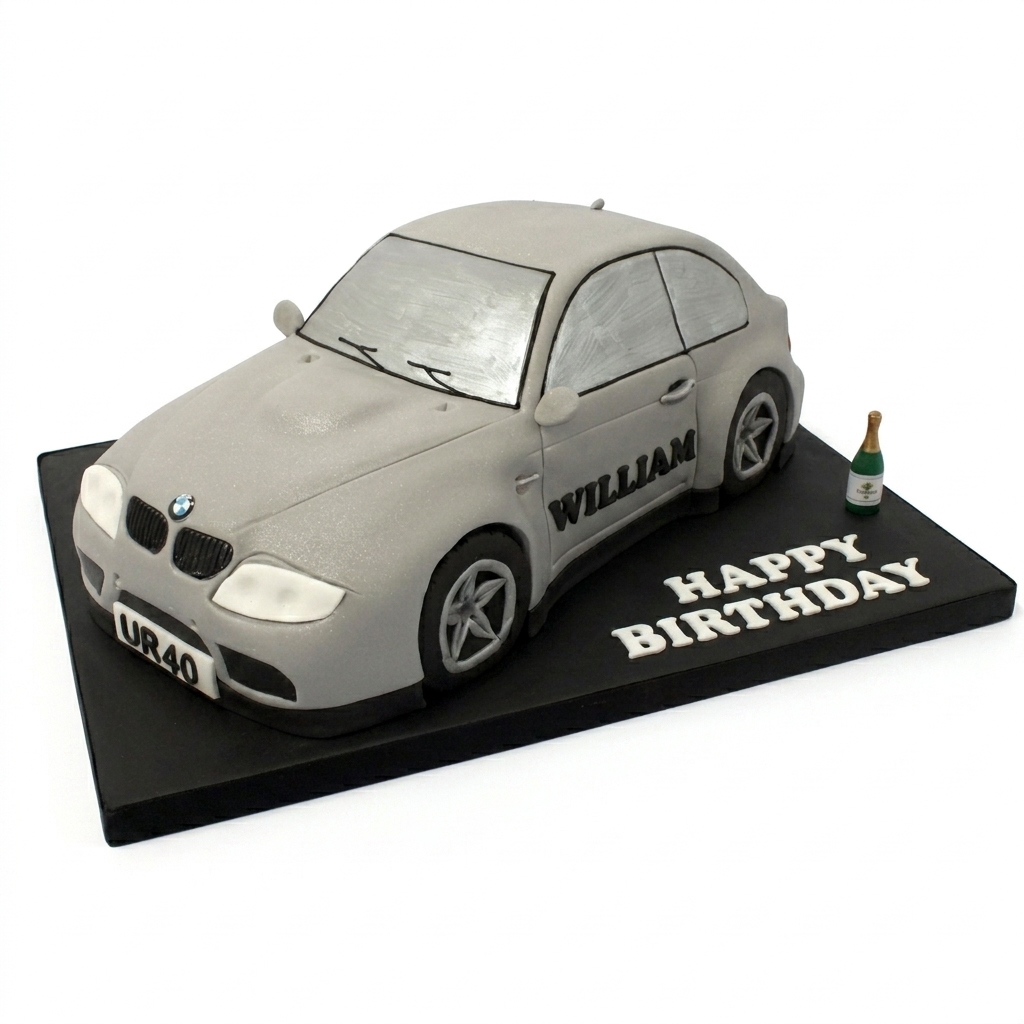 Sports Car Birthday Cake with Custom Details