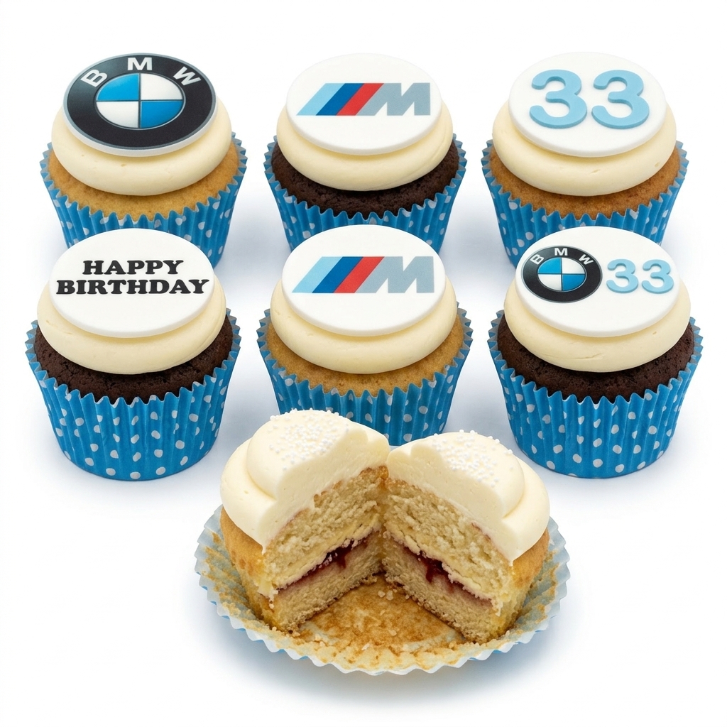 BMW Birthday Cupcakes with Custom Age Topper