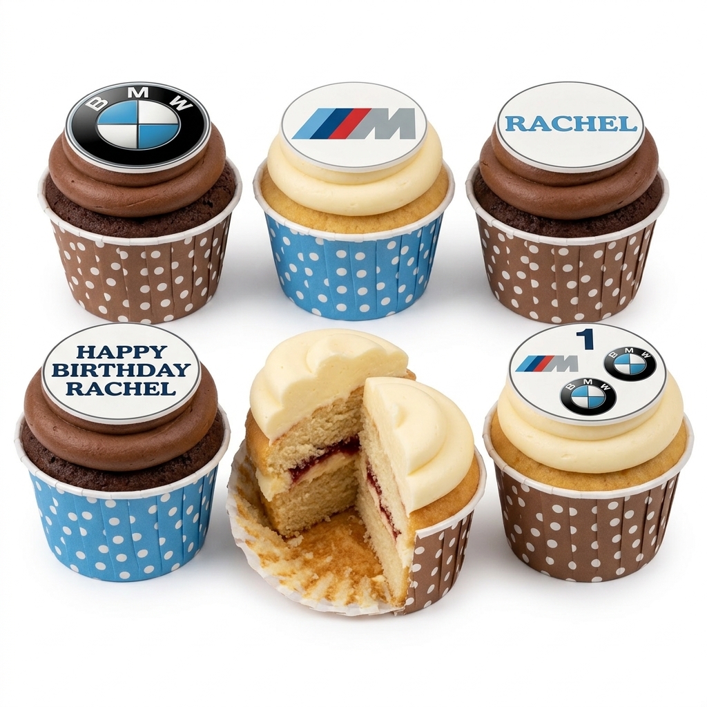 BMW Birthday Cupcakes with Custom Toppers