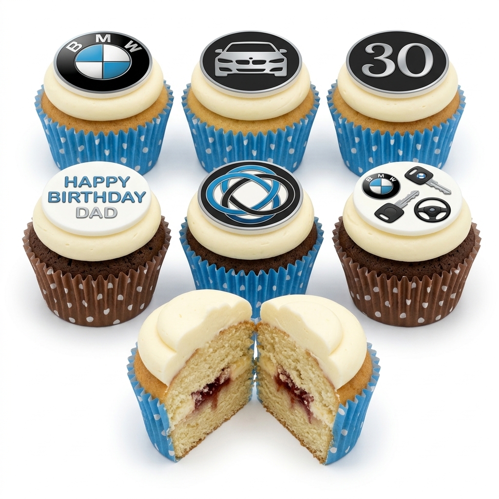 BMW Birthday Cupcakes with Custom Age Topper