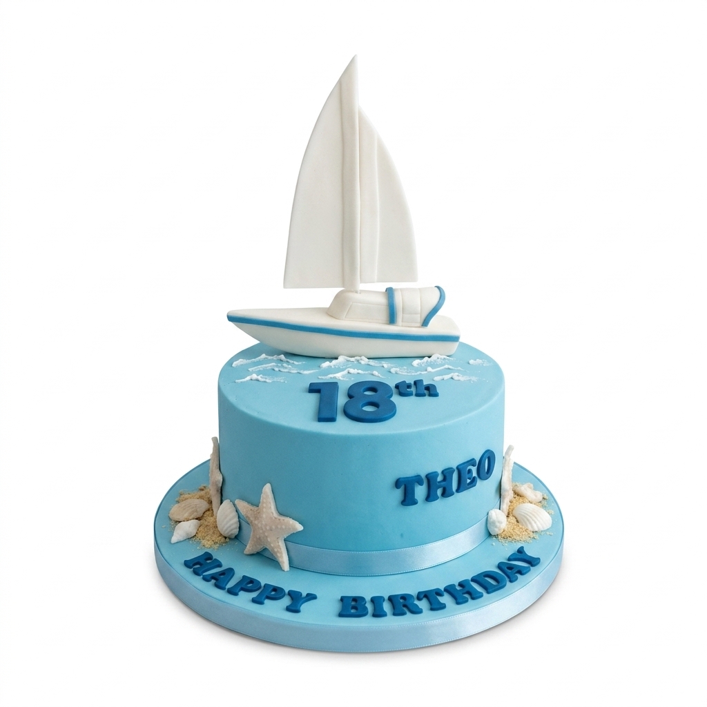 Sailing Theme Birthday Cake with Custom Age