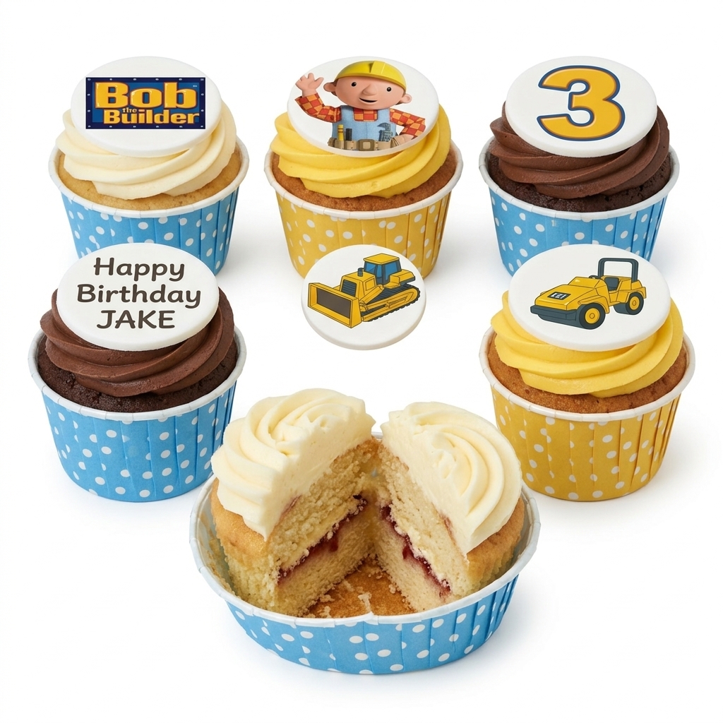Bob the Builder Birthday Cupcakes with Custom Age
