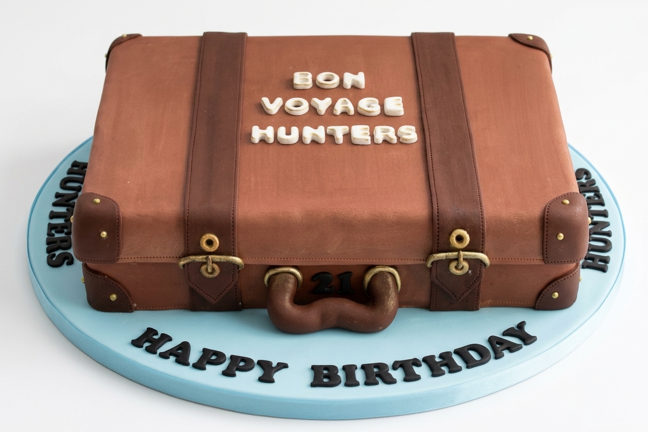 Personalised Travel Theme Suitcase Birthday Cake
