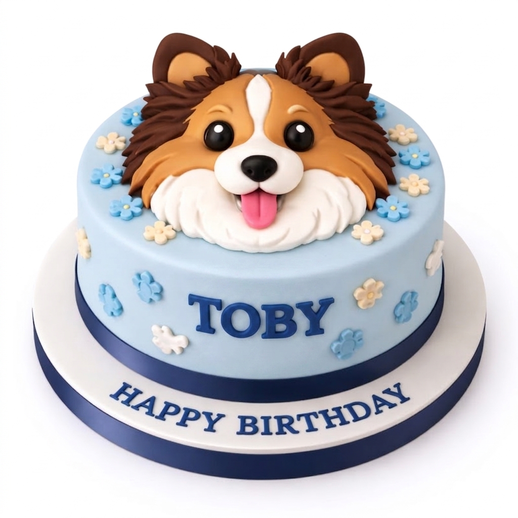 Dog Birthday Cake with Personalised Name