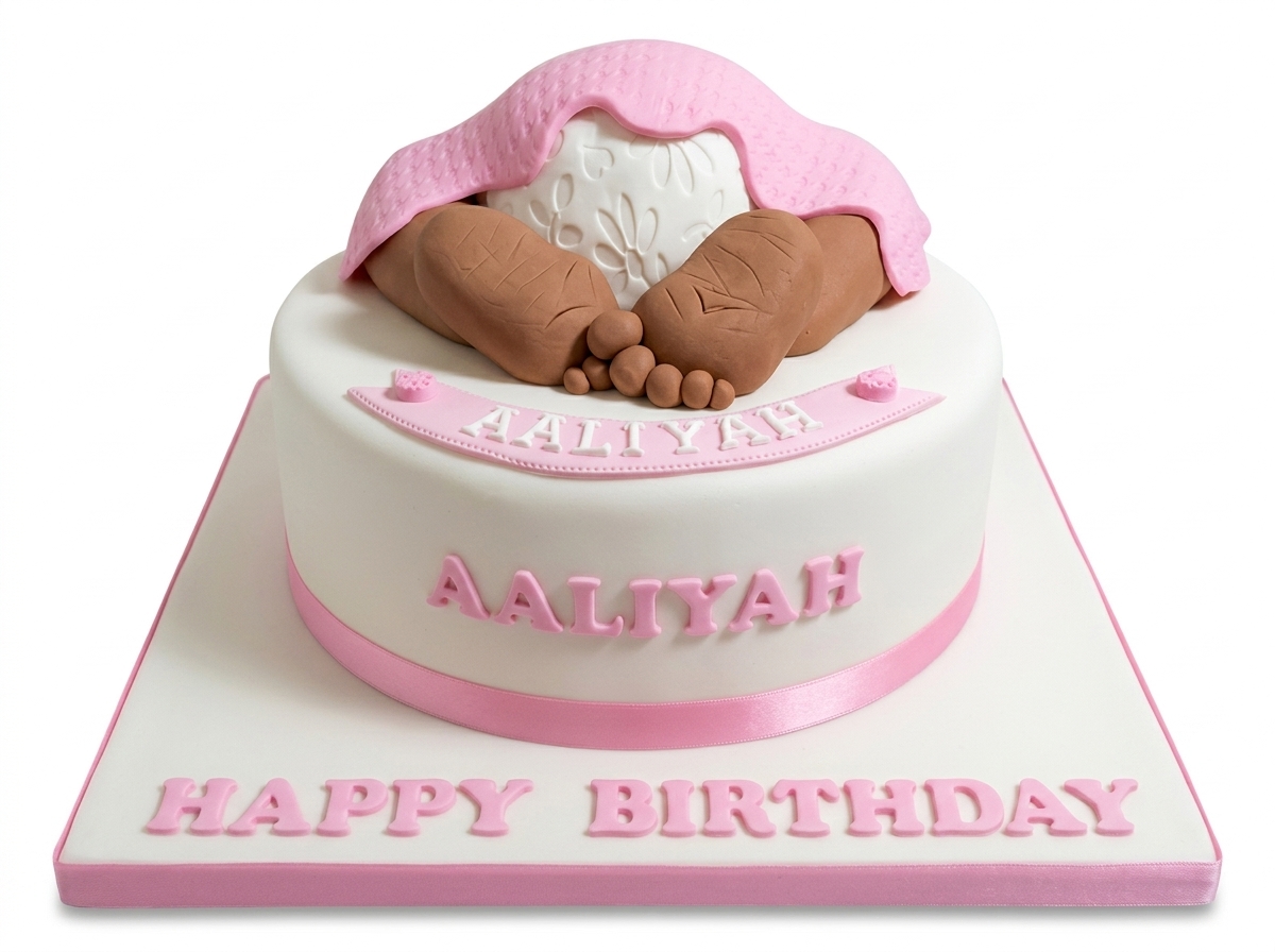 Pink Baby Feet Birthday Cake for Girls