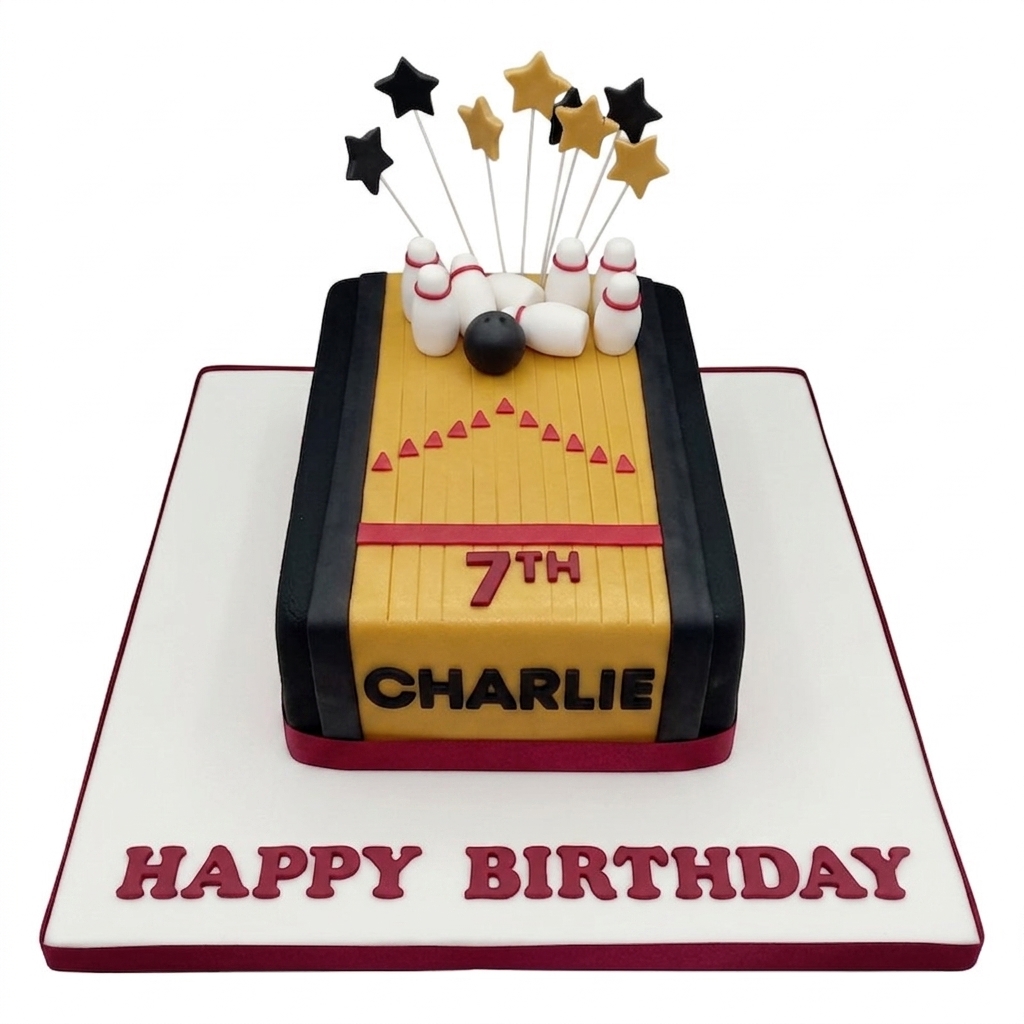 Bowling Birthday Cake with Custom Age & Name