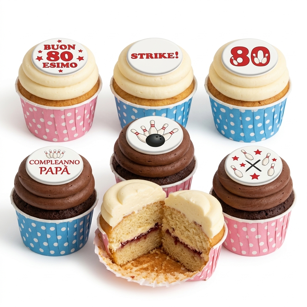 Bowling Birthday Cupcakes with Custom Age Toppers