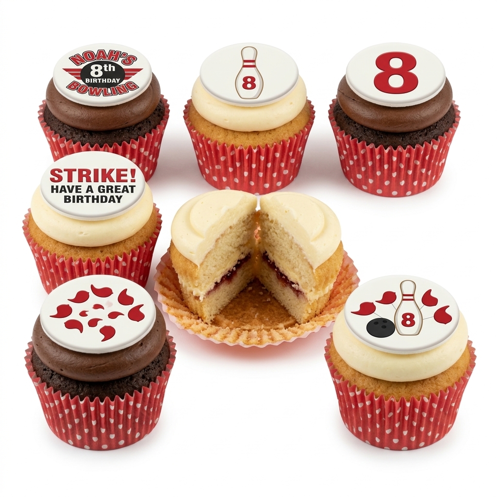 Bowling Theme Birthday Cupcakes