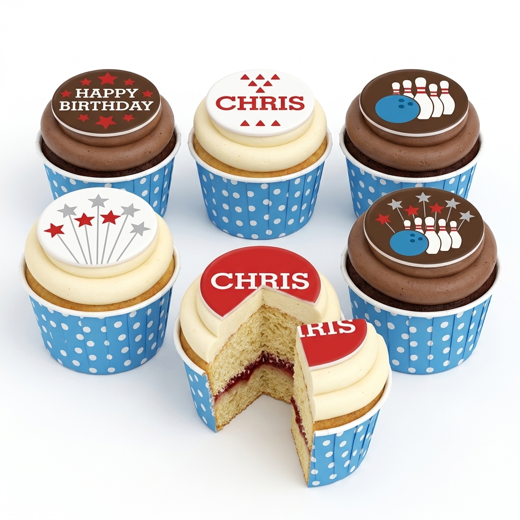 Bowling Birthday Cupcake Set