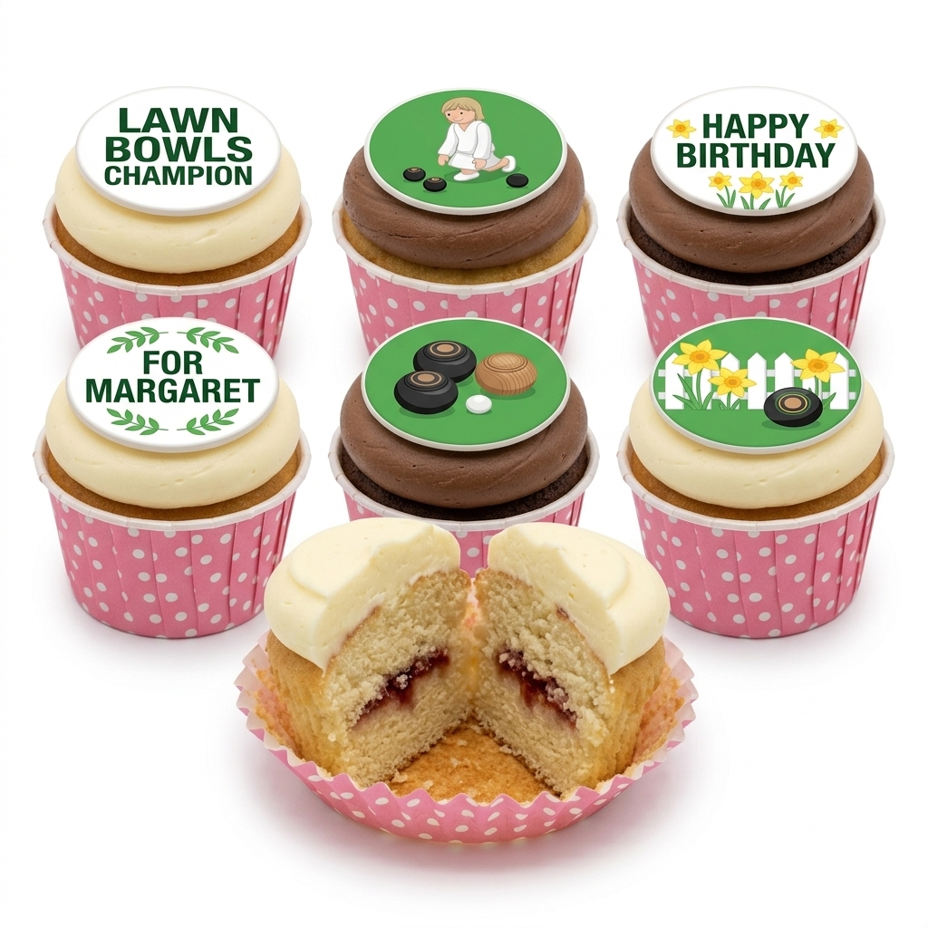 Lawn Bowls Birthday Cupcakes with Personalised Message