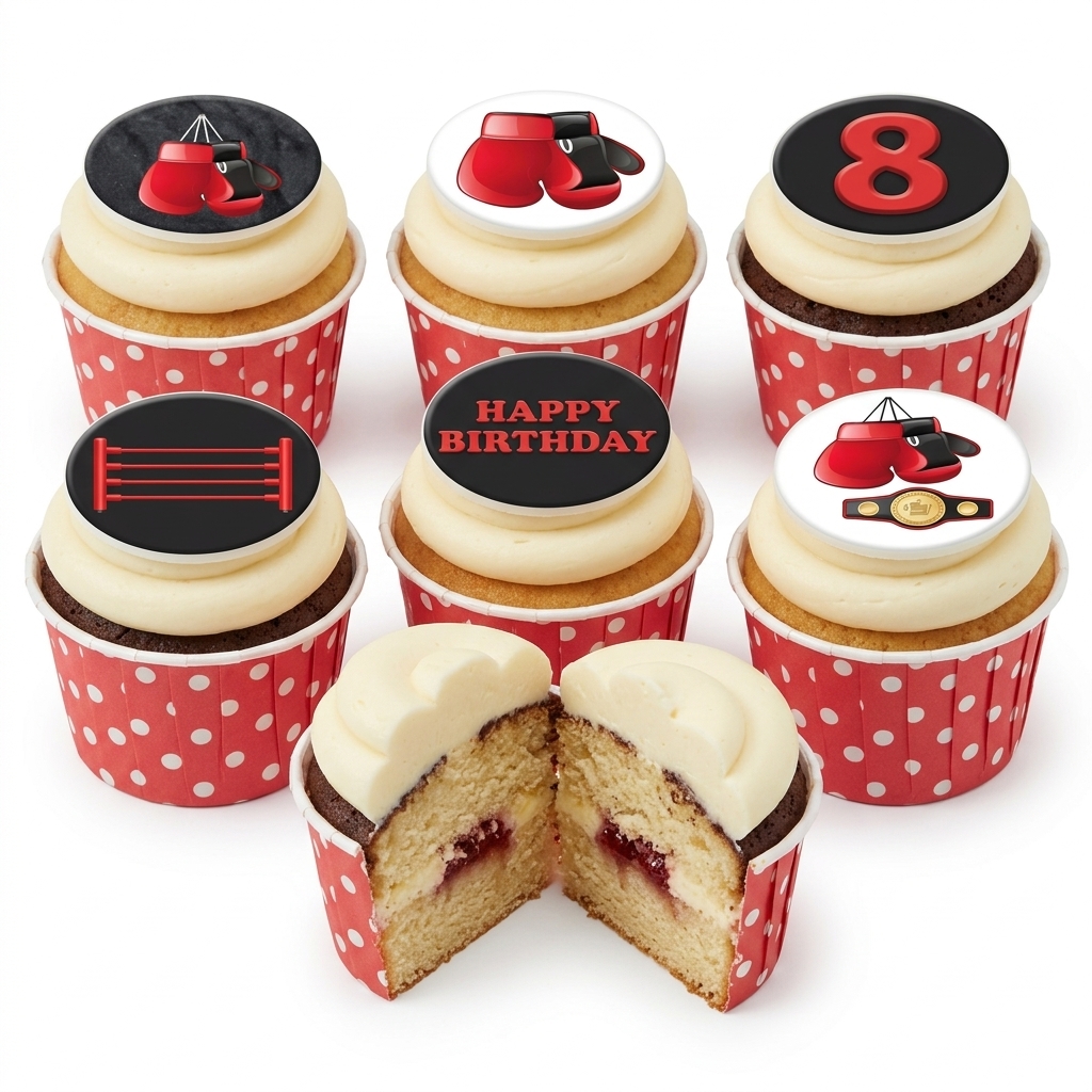 Boxing Theme Birthday Cupcakes with Custom Age