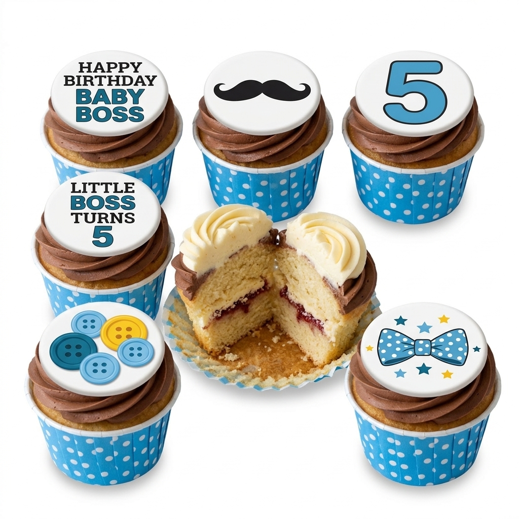 Boss Baby Birthday Cupcakes with Custom Age Toppers