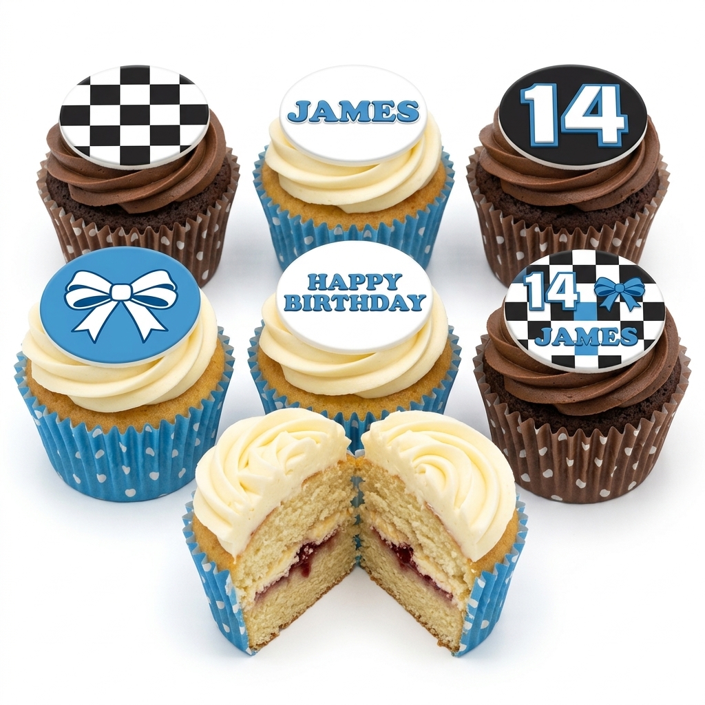 Racing Theme Birthday Cupcakes with Custom Age