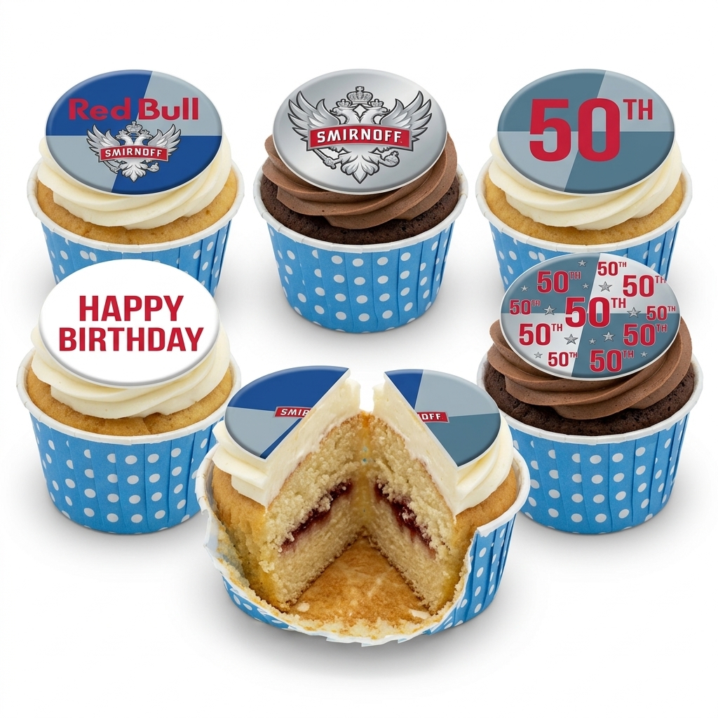 Adult Birthday Cupcakes with Custom Toppers