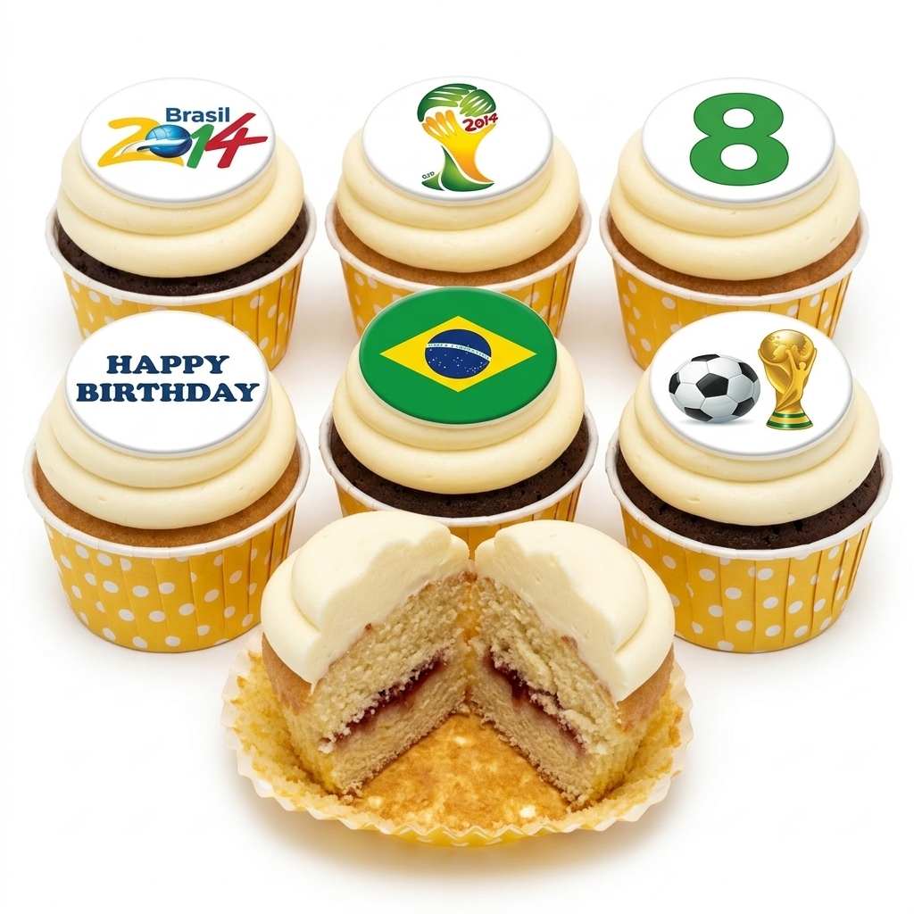 Brazil Football Birthday Cupcakes