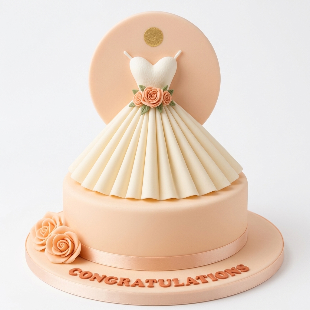 Elegant Wedding Dress Bridal Shower Cake