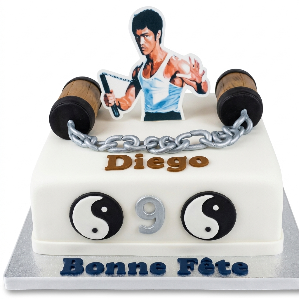 Bruce Lee Birthday Cake with Custom Age & Name