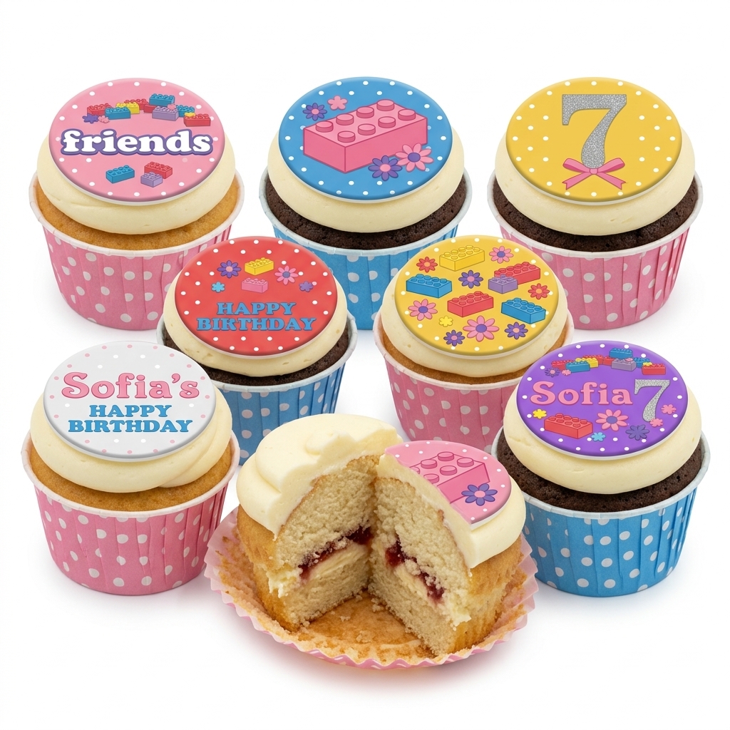 Building Block Birthday Cupcakes with Custom Age Toppers